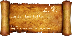 Luria Henrietta névjegykártya